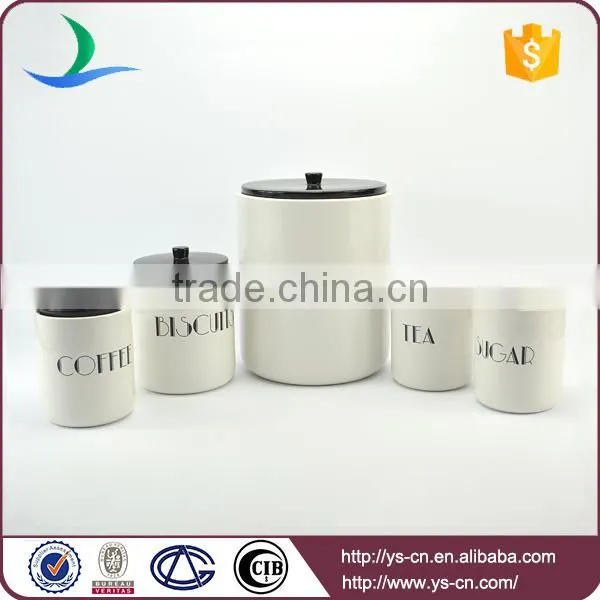 Wholesale modern style decal set of 5 ceramic kitchen canister sets