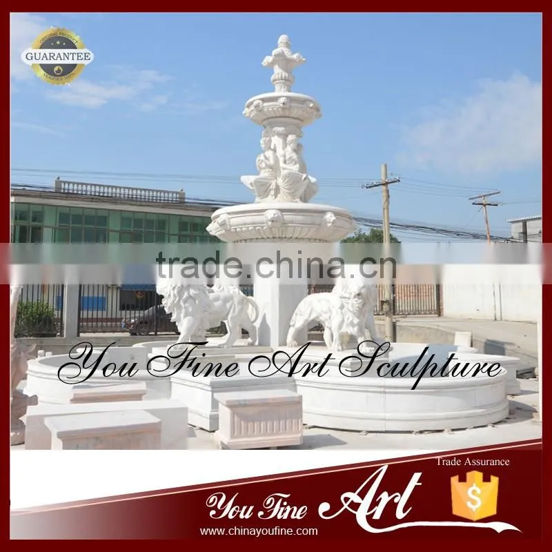 Hand Carved Marble Lion Statue Garden Fountain