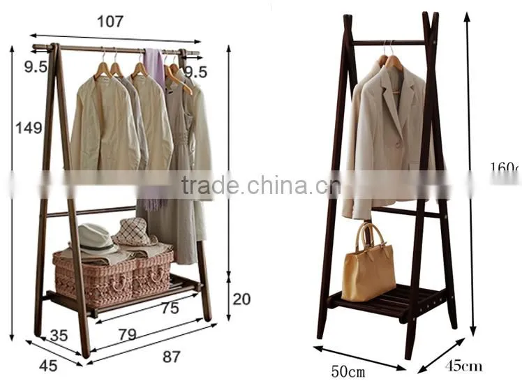 wooden coat hanger with base board wooden clothes rack