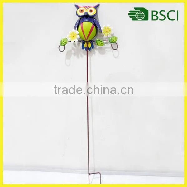 Cute metal garden stick with owl for garden ornament