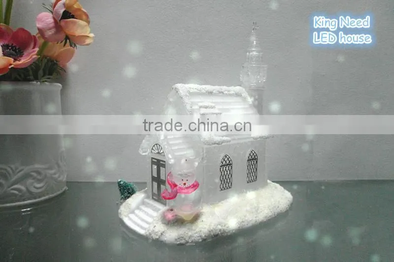 2015Dongguan Acrylic 7inch snow house with LED color-changing Light