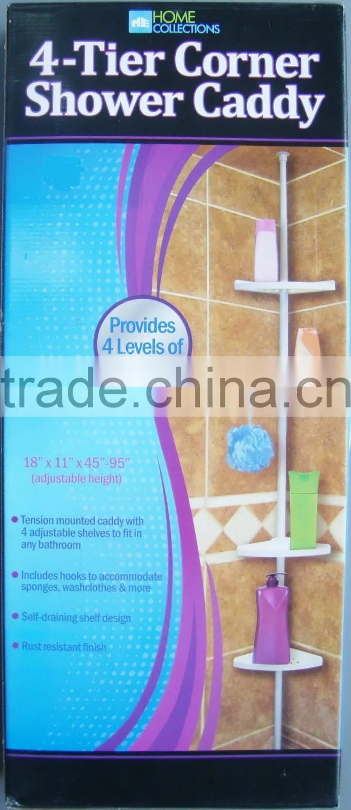 Telescopic Space Saver modern adjustable bathroom pole shelf