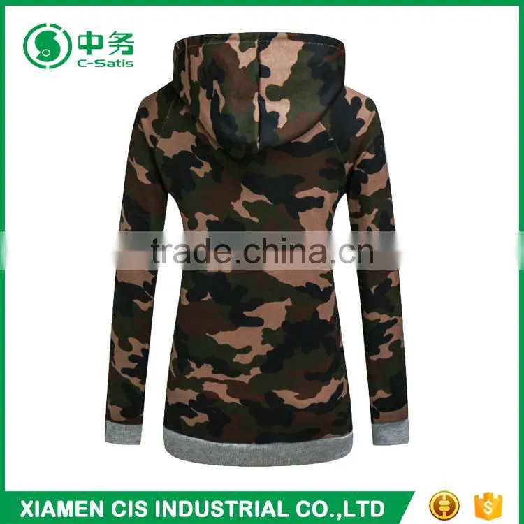 New Product Long Style Sublimated Slim Fit Women Camouflage Pullover Hoodie