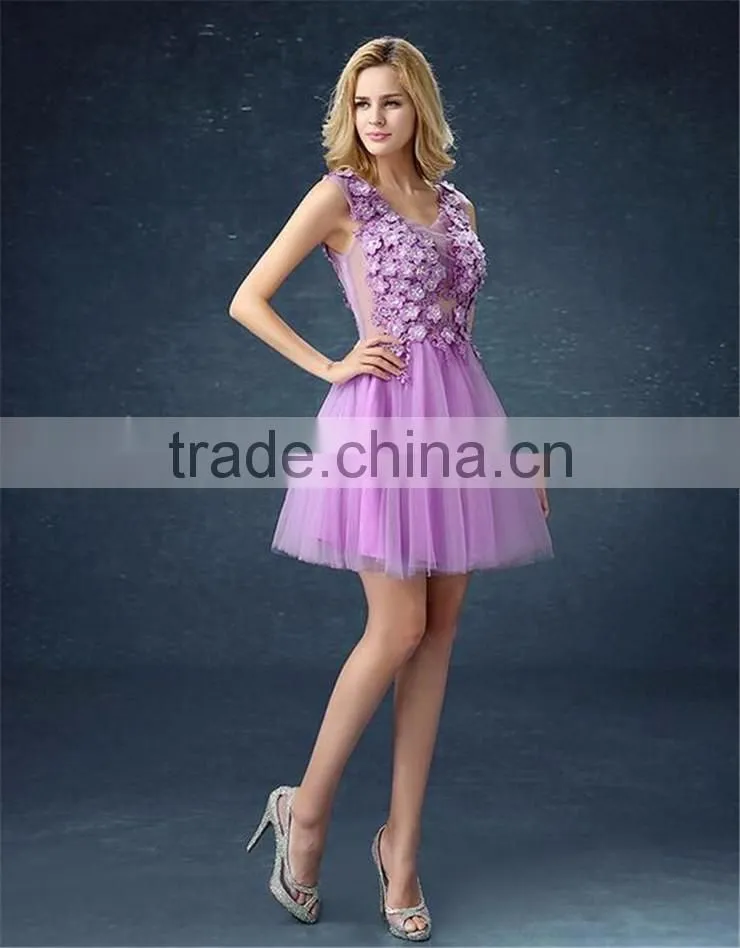 MGOO Embroidery Beaded Bridesmaid Dress Crystals Pearl Flower Formal Dress Mini Dress For Princess Party