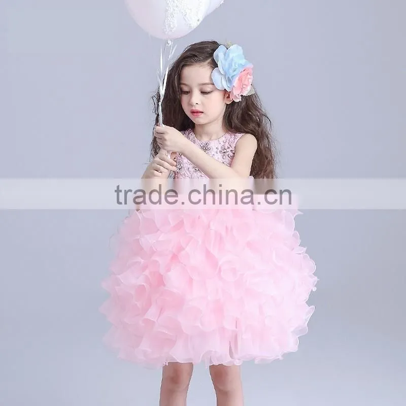 2017 8 years girl dress designs cake satin dresses