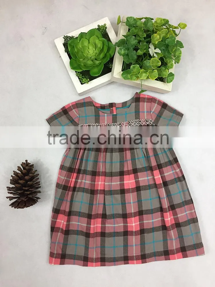 New kids design short sleeve smocked children clothing wholesale one piece baby girl dress