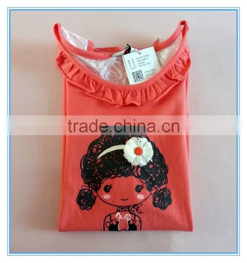 OEM 2016 New Fashion Summer Girls Children Modal Vest, Summer Girls Lace Back Sleeveless Vests Tops Printed Girls Pattern Tops
