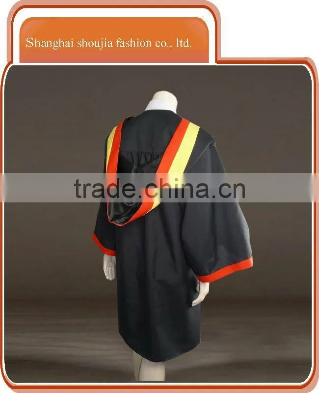 black elegant comfortable graduation robe design , 2014 new style graduation robe offered for graduates