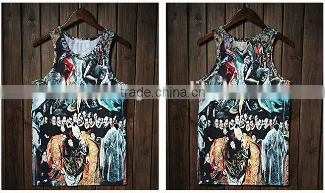 men's black white 100% cotton polyester singlet
