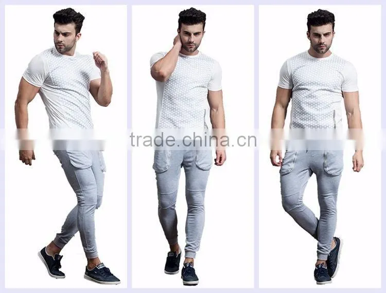 2017 factory direct custom 100% polyester sweat pants slim fit men latest design pants