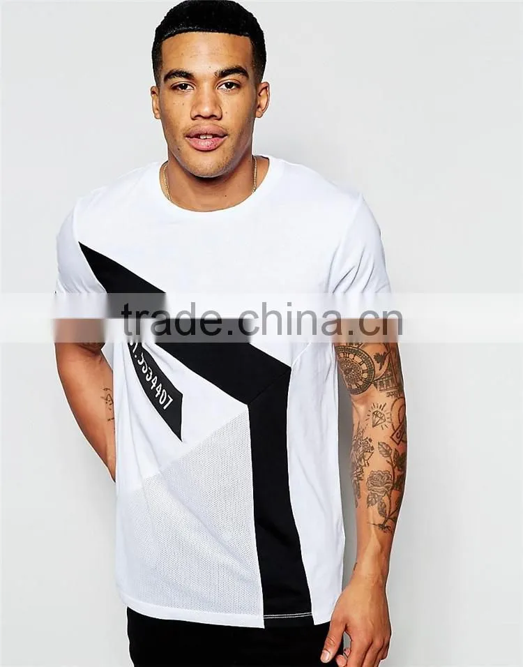 Guangzhou Shandao OEM Manufacturer Hot sale 180g Polyester Cotton Color Block Short Sleeve O-Neck Men T Shirt