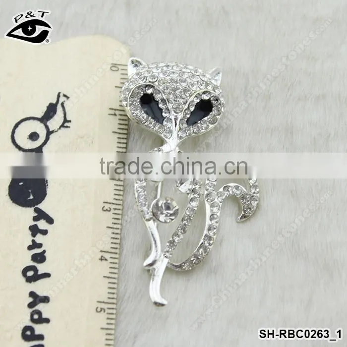 Fox Design Rhinestone brooch Crystal pins wholesale brooches for wedding invitation cards