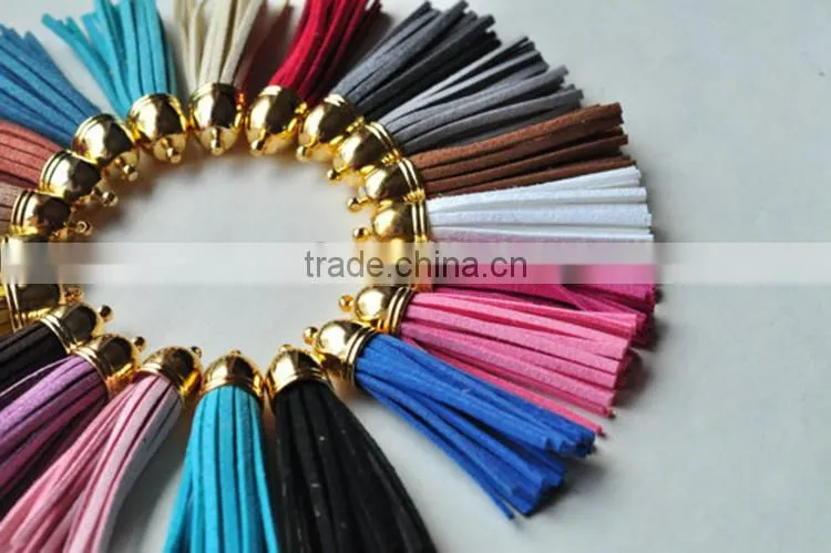 Decorative and fashion colorful custom leather tassels for handbag
