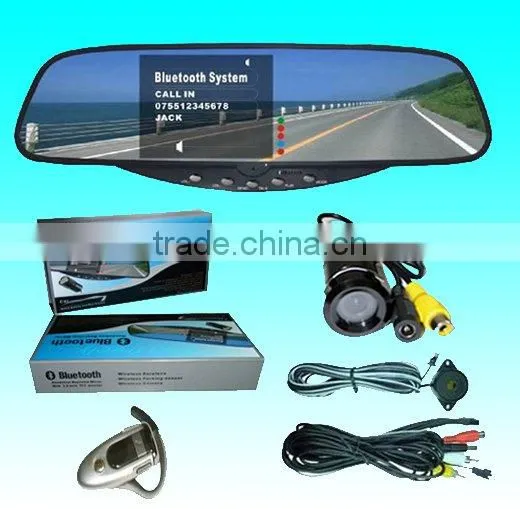 Car Bluetooth Handsfree Rearview Mirror Parking Sensor System Car Wireless Rearview Camera System