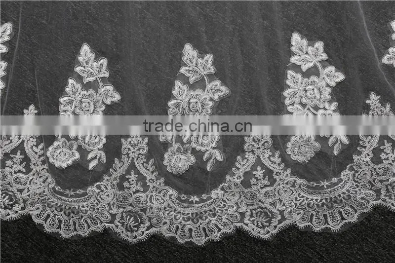 Wholesale new lace wedding veils ivory wedding veilgrance long lace bridal wedding veil long Tulle lace jeweled tulle veils