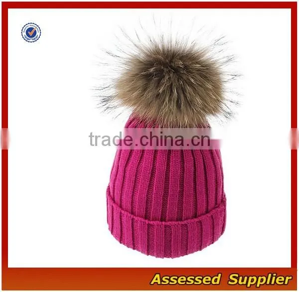 OEM High quality winter knit hat with ball on top women and man fahion beanie knitted hat with pompoms for wholesale