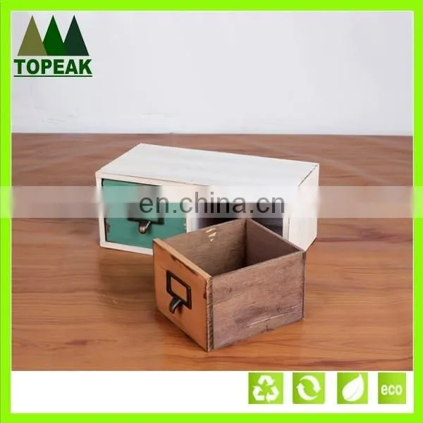 Zakka style storage box with drawer custom logo printing wooden box Packaging Box WD-109