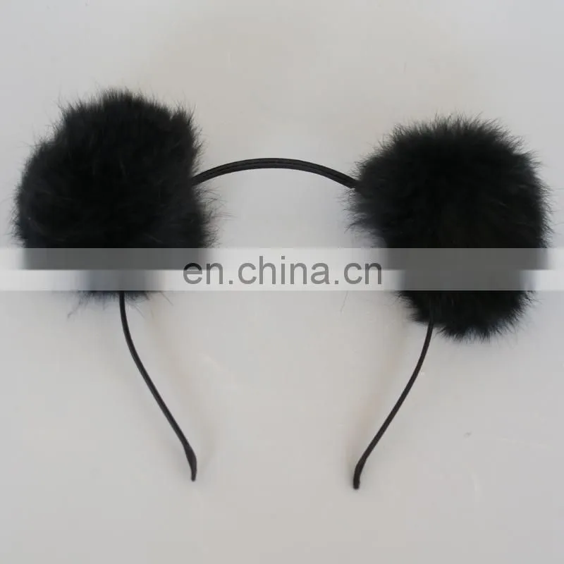 8cm real rabbit fur ball hairband for girl lady fashion handmade fur accessories