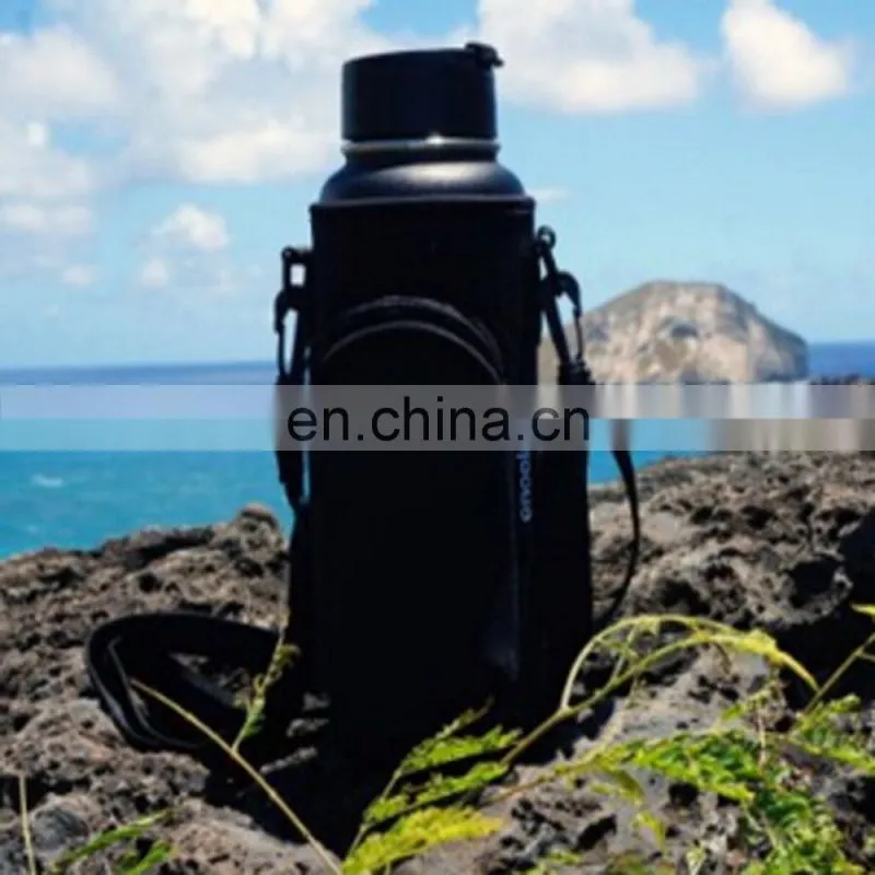 Simple Black Easy Taking Adjustable Strap Neoprene Water Bottle Sling