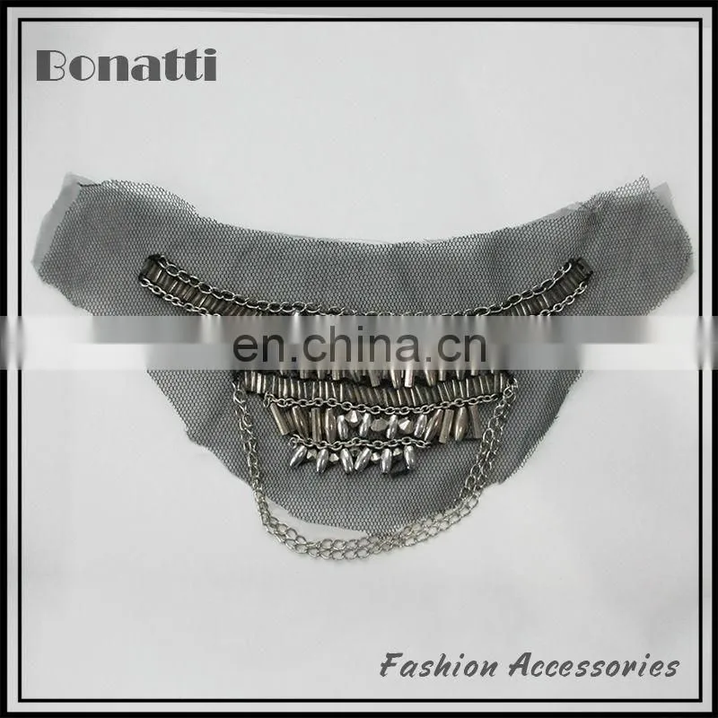 Fashion mesh collar trimming with chain