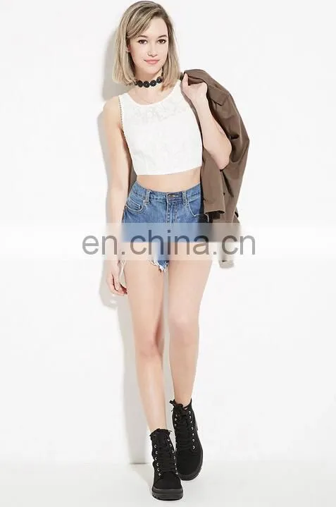 Ladies Floral Mesh Crop Top Plain