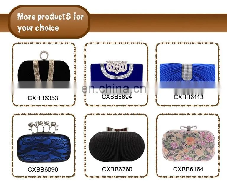 Popular Elegant Women With Clear Crystal High Quality Clutch Black Chain bag Wedding Bridal Satin Evening Bag