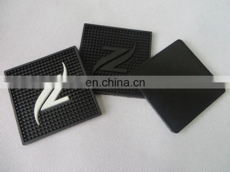 3D custom PVC glass drink coaster with embossed logo for mass selling