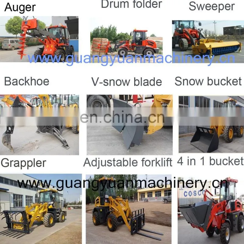 1.5ton mini front end wheel loader with wood splitter