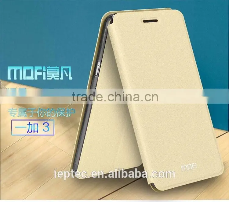 New MOFi Case Celular Housing for OnePlus Three, OnePlus 3, Blank Mobile Phone Coque Leather Flip Cover for One Plus Three