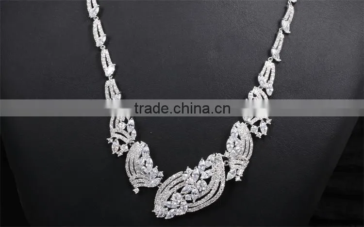 New Model China Wholesale Rhodium Plated Cubic Zirconia Bridal Indian Jewelry Set