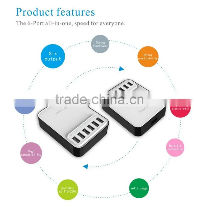 Smart hot selling 6 port micro usb charger car usb chager usb multi charger