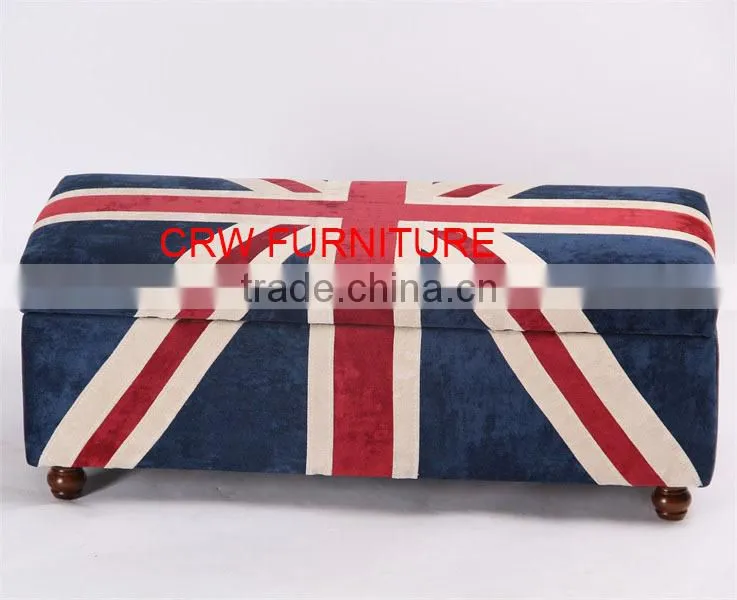 SF-1511 Union Jack Fabric Storage Ottoman