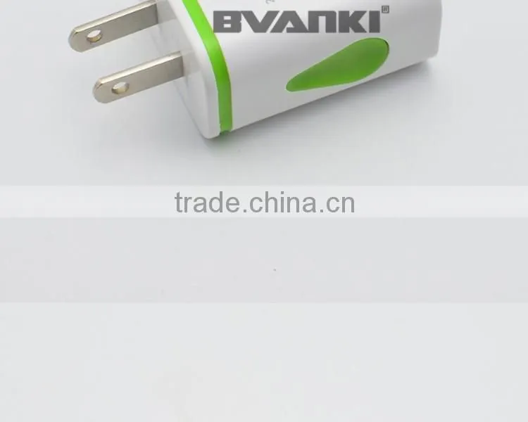 Factory Price Top Quality Portable 5V/2.1A LED light Dual USB Charger Travel USB Wall Charger for iphone/samsung free sample
