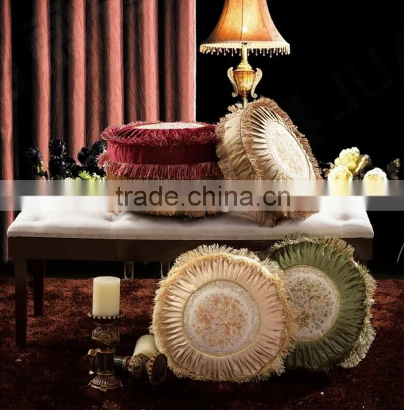 Noble short nap fabric sofa cushion and fringed embroidered decor sofa pillows