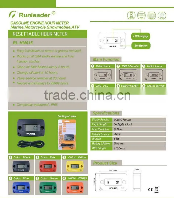 Resettable Hour Running Meter for Forklift Generator Outboard Marine