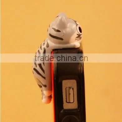 cute dust plug, customized 3d cartoon shape silicone earphon jack cat dust plug for mobile accessories