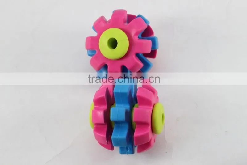 Pet products thermoplastic rubber three-gear pet cat dog chews toy