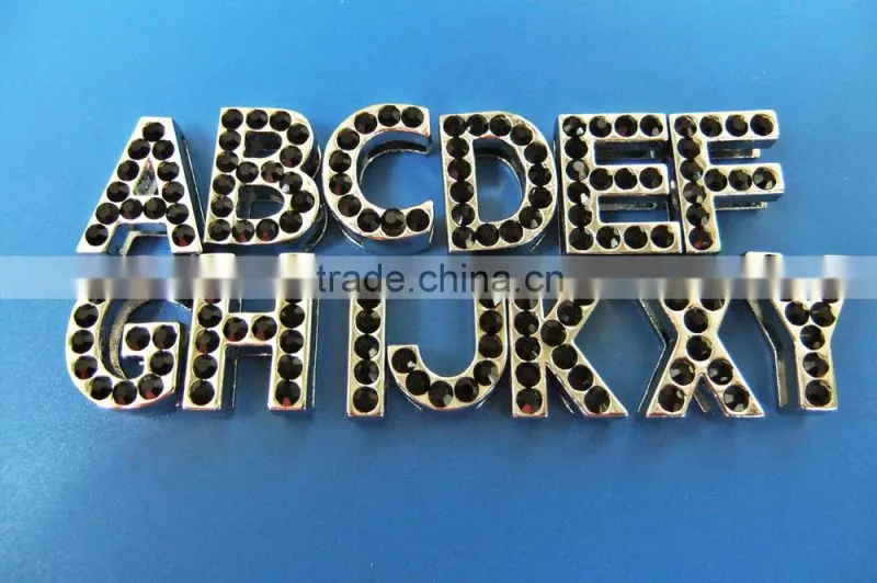 18mm Slide Letters with Black Rhinestone