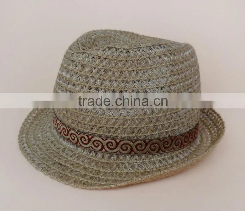 custom classic small brim fibre fadora hat with ribbon