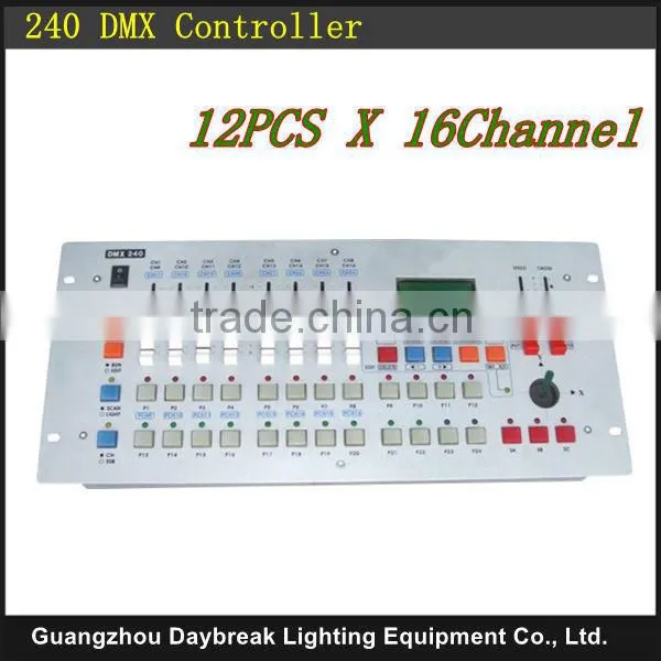 Factory high quality 240 dmx controller / Disco DMX console 240 , Can control 12pcs X 16dmx channel DMX stage lighting