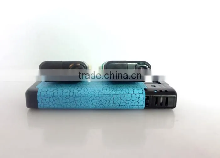 fashion leather translucent surface refillable electron cigarette lighter jet flame lighter with led light
