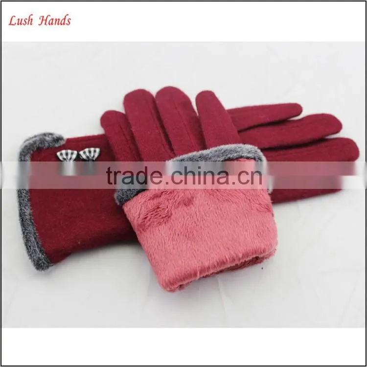 2016 spring new style woolen hand gloves women with raw edges