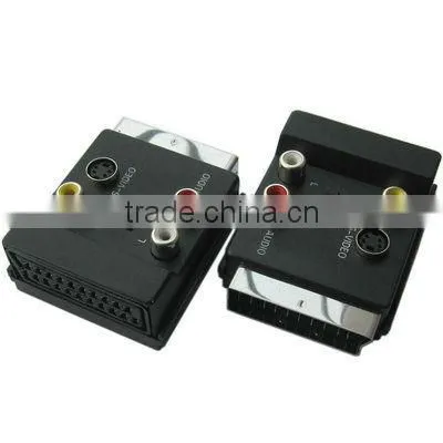 Shenzhen Wholesales Scart male to female and 3 rca female with switch