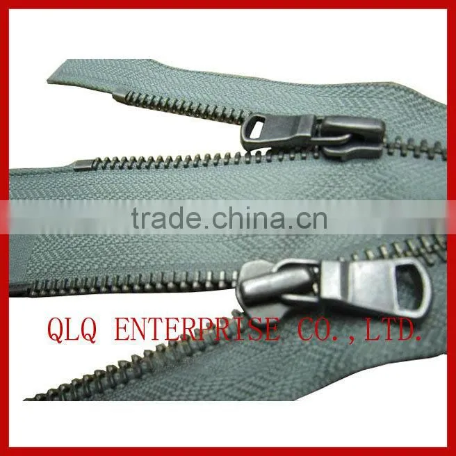 Close End and Open End Zipper in Grey
