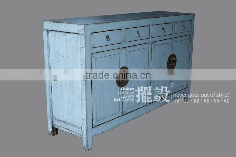 Chinese antique living room blue sideboard cabinet