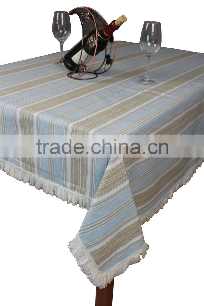 100% cotton luxury fashion yarn dyed print stripe cheap table cloth