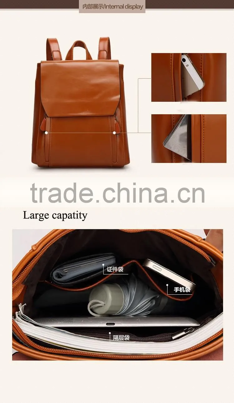 china 2016 new products leisure leather backpack for girls