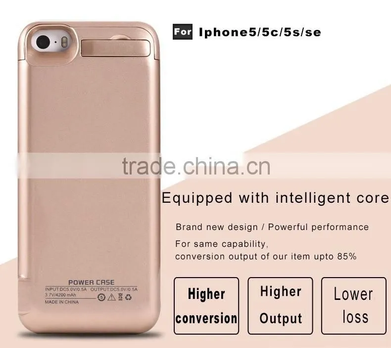 High quality safety certified battery charger case for iphone 5 se charger case charger