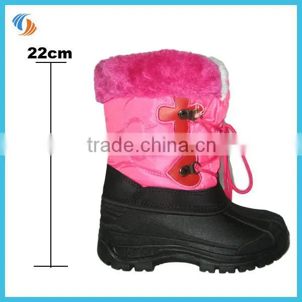 New Girl Pink Artificial wool Nylon Kids Snow Boots