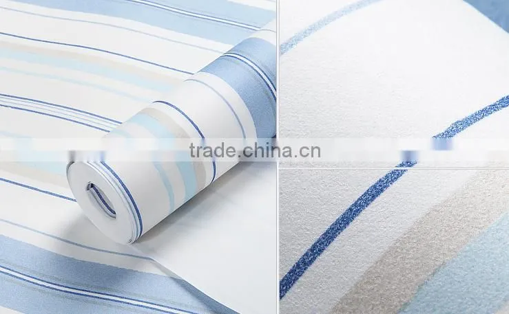 modern blue stripe non woven wallpaper for home